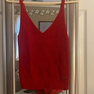 Red Sleeveless Knit Top